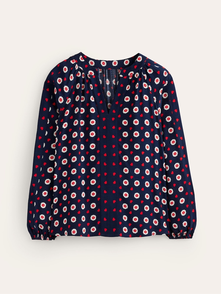 Boden Blue Border Print Raglan Top - Image 5 of 5