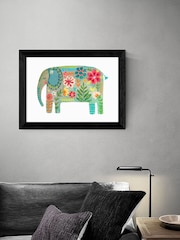 East End Prints White Floral Elephant by Darcie Olley Framed Print - Image 1 of 3