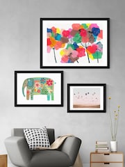East End Prints White Floral Elephant by Darcie Olley Framed Print - Image 2 of 3