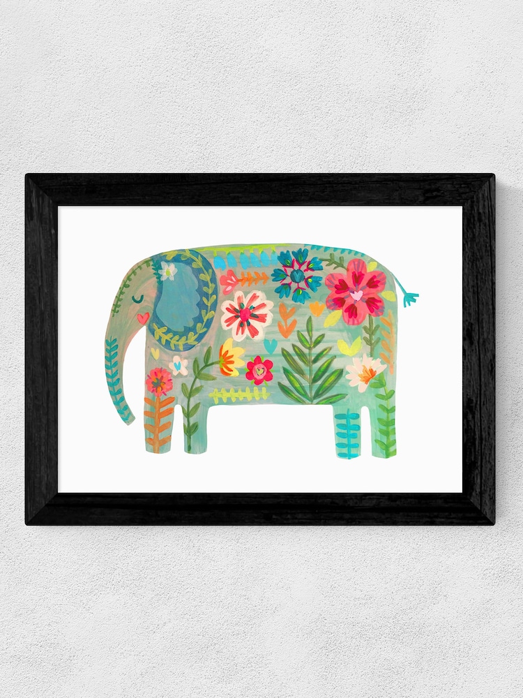 East End Prints White Floral Elephant by Darcie Olley Framed Print - Image 3 of 3