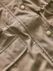 Joules Padstow Mushroom Brown Waterproof Raincoat With Hood - Image 10 of 12