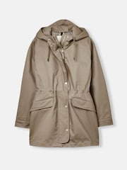 Joules Padstow Mushroom Brown Waterproof Raincoat With Hood - Image 12 of 12