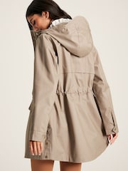 Joules Padstow Mushroom Brown Waterproof Raincoat With Hood - Image 2 of 12