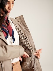 Joules Padstow Mushroom Brown Waterproof Raincoat With Hood - Image 6 of 12
