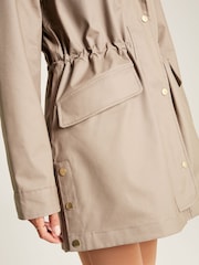 Joules Padstow Mushroom Brown Waterproof Raincoat With Hood - Image 7 of 12