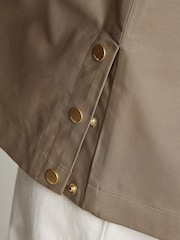 Joules Padstow Mushroom Brown Waterproof Raincoat With Hood - Image 8 of 12
