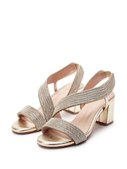 Moda in Pelle Gold Nikkia Asymmetric Glitz Heel Sandals - Image 2 of 4