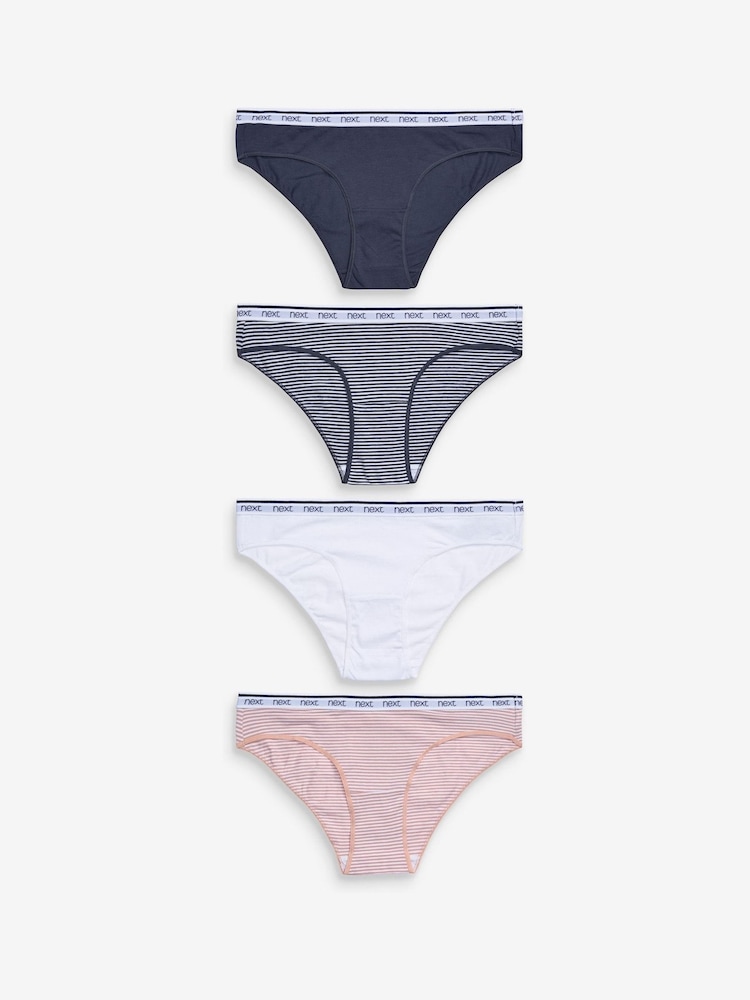 Rosa/Blaue Streifen - Slips mit Logo, 4er-Pack - Bild 1 von 11 Rosa/Blaue Streifen - Slips mit Logo, 4er-Pack - Bild 1 von 11