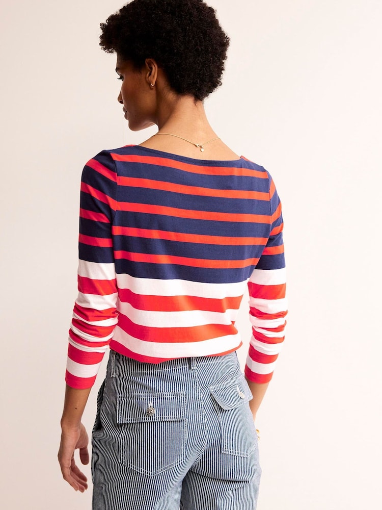 Boden Blue Ella 100% Cotton Long Sleeve Breton T-Shirt - Image 2 of 5