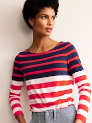 Boden Blue Ella 100% Cotton Long Sleeve Breton T-Shirt - Image 4 of 5