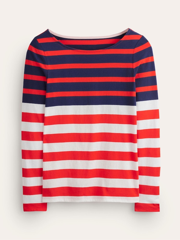 Boden Blue Ella 100% Cotton Long Sleeve Breton T-Shirt - Image 5 of 5