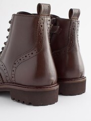 Chocolate Brown Brogue Lace-Up Boots - Image 4 of 6