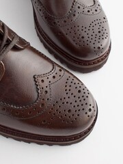 Chocolate Brown Brogue Lace-Up Boots - Image 5 of 6