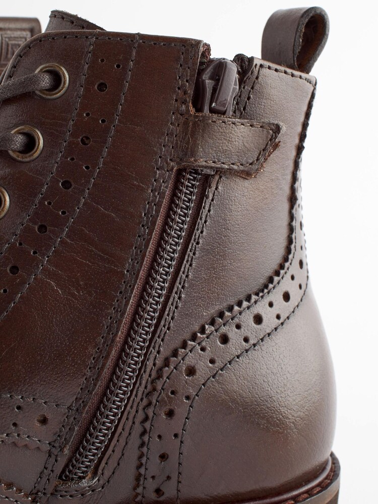 Chocolate Brown Brogue Lace-Up Boots - Image 6 of 6 Chocolate Brown Brogue Lace-Up Boots - Image 6 of 6