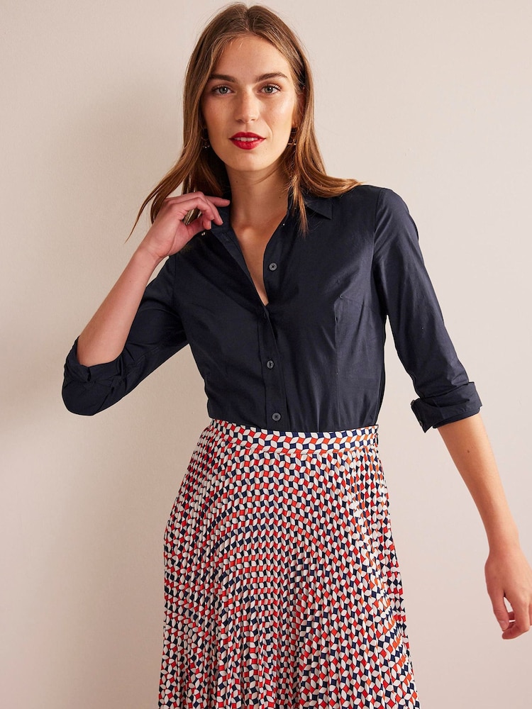 Boden Navy Saskia Stretch Cotton Shirt - Image 1 of 5
