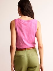 Boden Pink Regular V-Neck Slub 100% Cotton Vest - Image 2 of 5