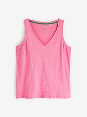 Boden Pink Regular V-Neck Slub 100% Cotton Vest - Image 5 of 5