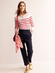 Boden Cream Ella 100% Cotton Long Sleeve Breton T-Shirt - Image 1 of 5