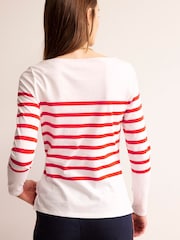 Boden Cream Ella 100% Cotton Long Sleeve Breton T-Shirt - Image 2 of 5