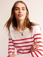 Boden Cream Ella 100% Cotton Long Sleeve Breton T-Shirt - Image 3 of 5