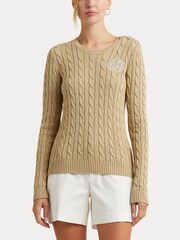 Ralph Lauren Montiva Button Trim Cable Knit Jumper - Image 1 of 9