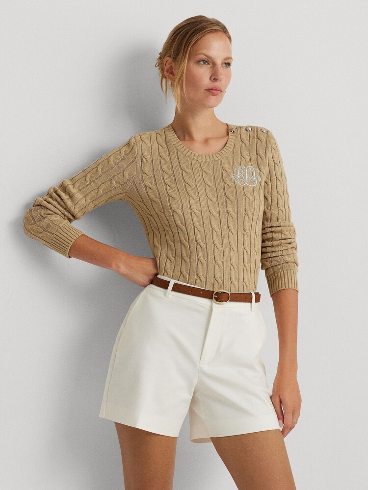 Ralph Lauren Montiva Button Trim Cable Knit Jumper - Image 4 of 9