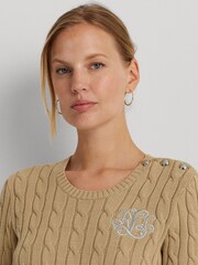 Ralph Lauren Montiva Button Trim Cable Knit Jumper - Image 8 of 9