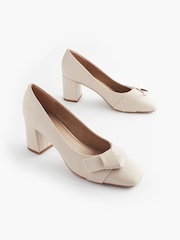 Bone Cream Forever Comfort® Square Toe Bow Court Shoes - Image 3 of 8
