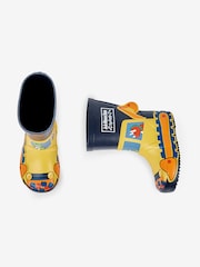 JoJo Maman Bébé Navy Digger Printed Lined Wellies - Image 3 of 4