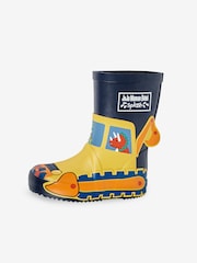 JoJo Maman Bébé Navy Digger Printed Lined Wellies - Image 4 of 4