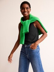 Boden Black Regular V-Neck Slub 100% Cotton Vest - Image 3 of 5