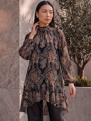 Roman Animal Black Longline Tunic - Image 1 of 4