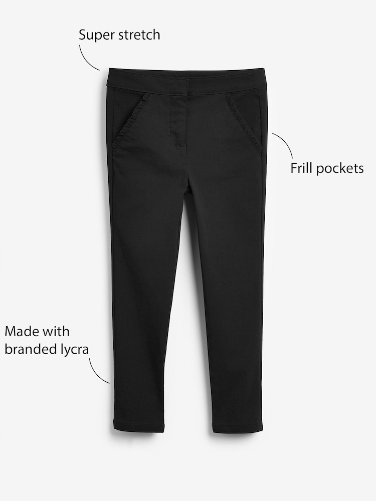 Black Frill Detail Stretch Skinny Trousers (3-16yrs) - Image 5 of 5