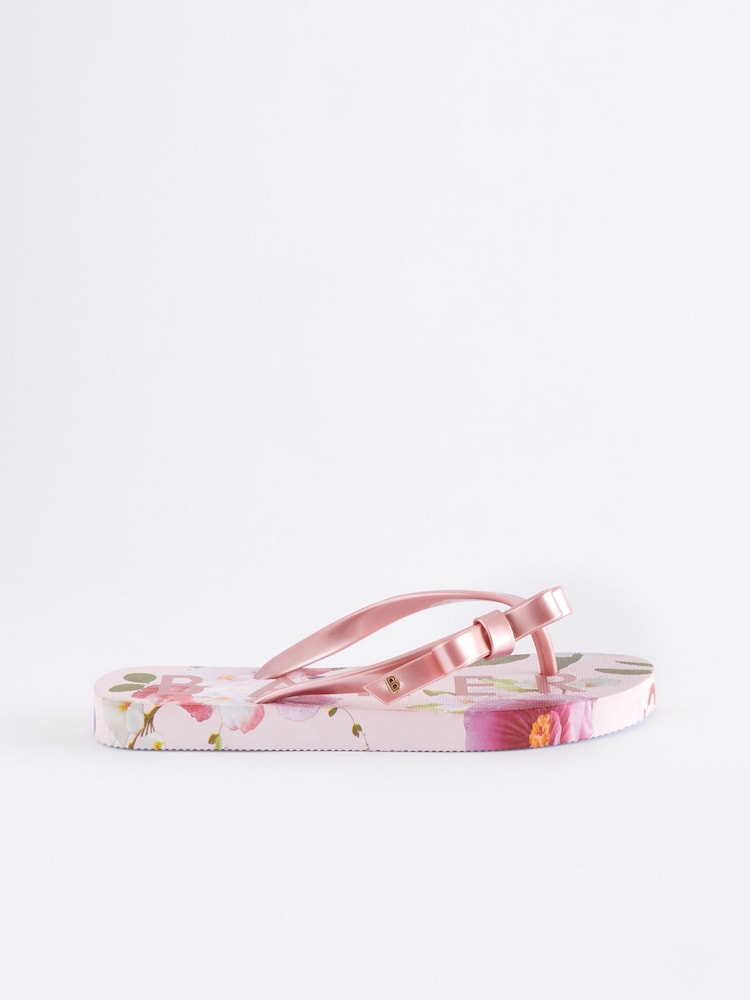 Baker by Ted Baker Floral Printed Bow Flip Flops - Image 2 of 6