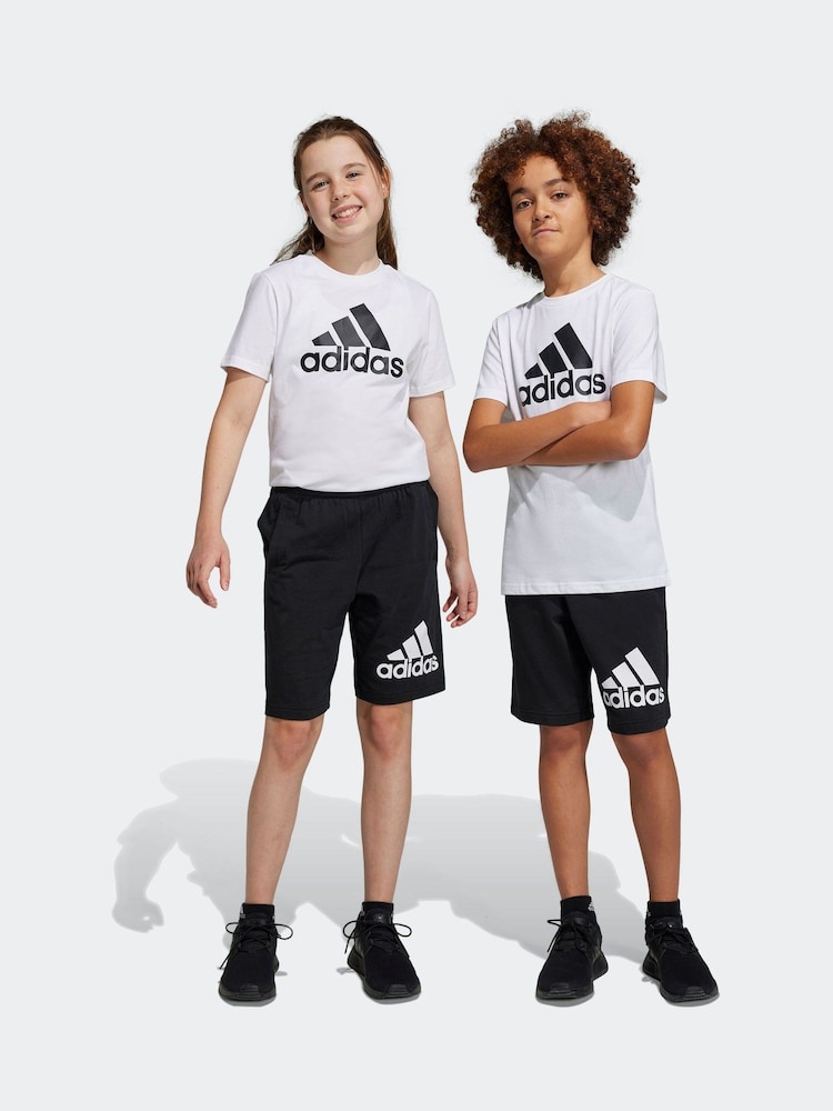 adidas Black Essentials Big Logo 100% Cotton Shorts - Image 1 of 11 adidas Black Essentials Big Logo 100% Cotton Shorts - Image 1 of 11