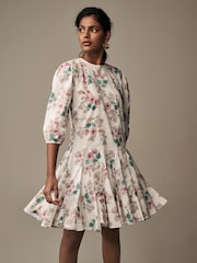 Laura Ashley Ecru/Pink 100% Cotton Mini Dress - Image 1 of 6