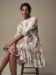 Laura Ashley Ecru/Pink 100% Cotton Mini Dress - Image 5 of 6