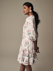 Laura Ashley Ecru/Pink 100% Cotton Mini Dress - Image 6 of 6