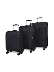 Rock Luggage Black Ember 8 Wheel Hardshell Suitcase 3 Piece Set - Image 1 of 6