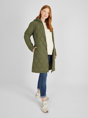 JoJo Maman Bébé Khaki 2-in-1 Quilted Maternity Puffer Coat - Image 1 of 5
