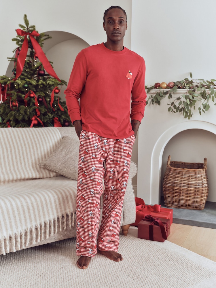 Snoopy, rot kariert - Langarm-Set - Passendes Weihnachts-Pyjama-Set für die ganze Familie - Bild 1 von 11 Snoopy, rot kariert - Langarm-Set - Passendes Weihnachts-Pyjama-Set für die ganze Familie - Bild 1 von 11