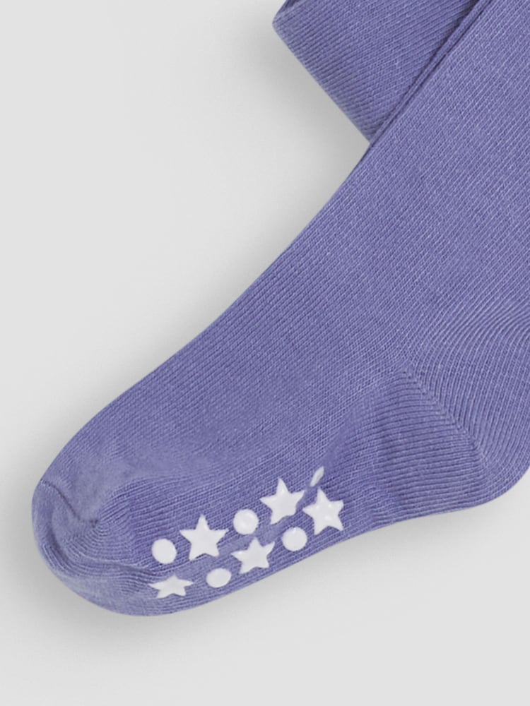 JoJo Maman Bébé China Blue Cotton Rich Plain Tights - Image 2 of 2