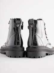 Black Patent Wide Fit (G) Chunky Lace-Up Ankle Boots - Image 4 of 7