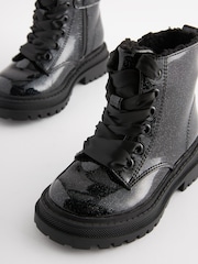 Black Patent Wide Fit (G) Chunky Lace-Up Ankle Boots - Image 5 of 7