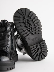 Black Patent Wide Fit (G) Chunky Lace-Up Ankle Boots - Image 7 of 7
