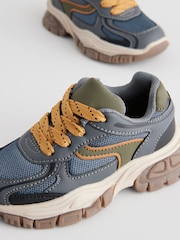 Navy Mesh Panel Lace Up Trainers - Image 1 of 2