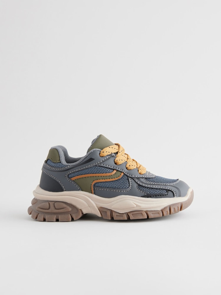 Navy Mesh Panel Lace Up Trainers - Image 2 of 2