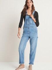 Mittelblau - Denim-Latzhose mit weitem Bein - Bild 1 von 6