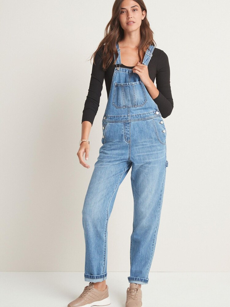 Mittelblau - Denim-Latzhose mit weitem Bein - Bild 1 von 6