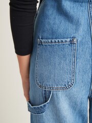 Mittelblau - Denim-Latzhose mit weitem Bein - Bild 5 von 6